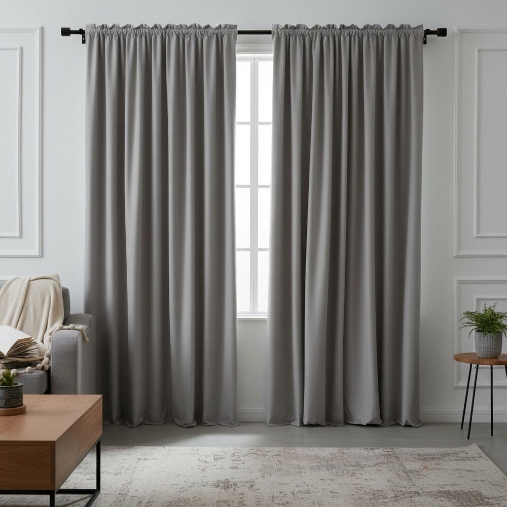 Light Gray Room Darkening Curtains 52x84 Silver Grommet Drapes